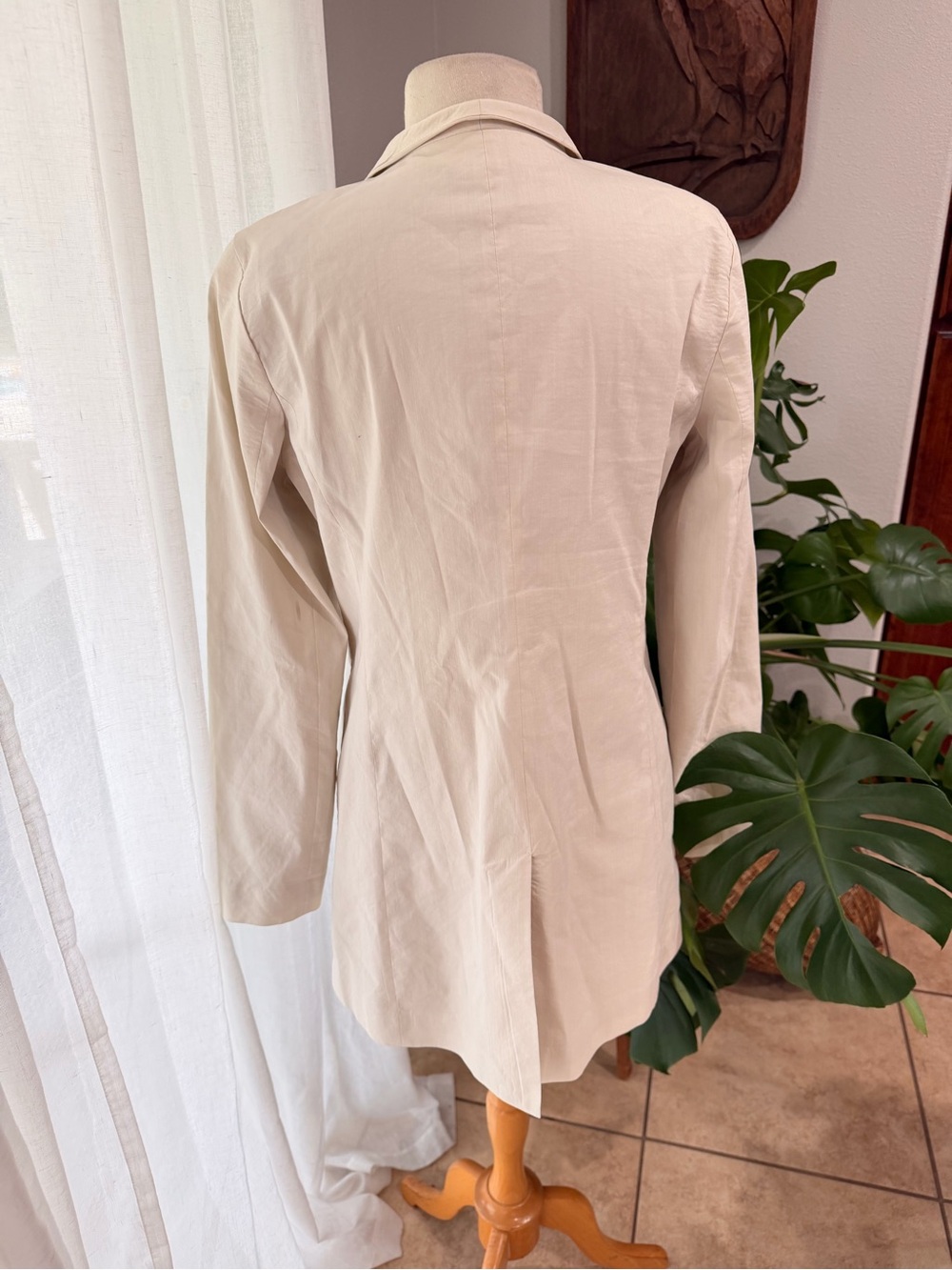 Eileen Fisher Beige Open Front Blazer Jacket Size 10 Minimalist - Picture 3 of 5